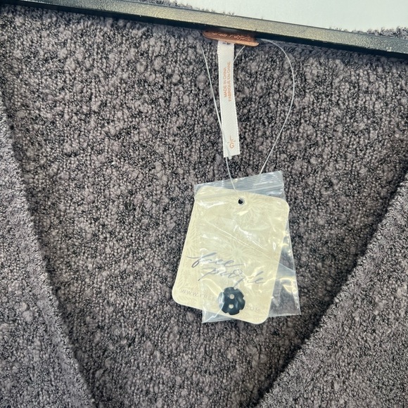 Free People Geo Structured Puff Sleeve Cropped Floral Cardi In Charcoal Grey - Picture 5 of 9